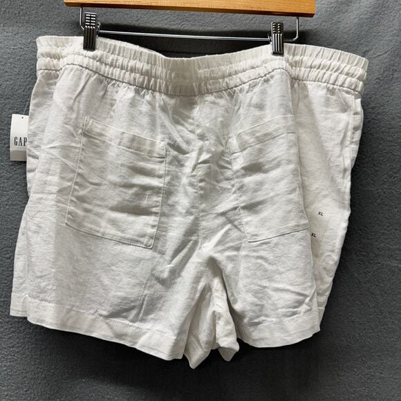 GAP Shorts Womens XL White Coastal Linen Rayon Elastic Waist COMFY 3" Inseam NEW - Picture 3 of 8